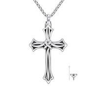 Swordgod Collar de cruz para hombre y mujer, plata de ley 925, celta, crucifijo, clavo, anzuelo, colgante de cruz con cadena de acero inoxidable, regalo para padre, hijo, hermano, marido, one size