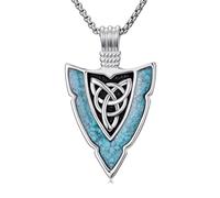 Swordgod Collar de punta de flecha para hombre, plata de ley 925, turquesa Valknut/ojo de Horus/nudo celta, collar con colgante de flecha, joyería vikinga, regalos de Navidad para hombres y mujeres, L