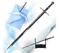 Swords and more Espada de acero de - Espada de acero de Riva, con soporte, 21,6 cm, espada en miniatura, juego de vídeo, regalo para fans, jugadores y coleccionistas, blanco