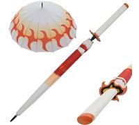 Swords and more Paraguas Demon Slayer - Anime Cosplay Katana, apertura automática, paraguas de espada, Anime Cosplay Ninja Katana Parasol