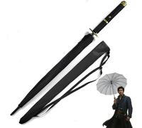 Swords and more Paraguas One Piece, versión premium de 16 K, grande, Katana Samurai, espada, paraguas resistente a las tormentas con mango largo (Zoro's Shuusui)