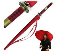 Swords and more Paraguas One Piece, versión premium de 16 K, grande, Katana Samurai, espada, paraguas resistente a las tormentas con mango largo (Sandai Kitetsu)