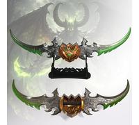 Swords and more World of Warcraft - Réplica de Warglaive of Azzinoth | Arma Illidan Stormrage de 27 cm | Miniatura de metal de aleación de zinc | Wow coleccionable para escritorio y exhibición |