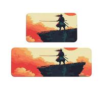 Swordsman Under The Setting Sun - Juego de 2 tapetes de cocina acolchados cómodos para decoración del hogar, tapetes de cocina para el suelo, antideslizantes, lavables, para lavandería, 43 x 119 cm +