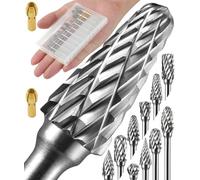 Sworker 10 brocas de carburo de vástago de 1/8 pulgadas compatibles con brocas Dremel, brocas de molienda de metal, tallado de madera, piedra, corte, grabado, kit de amoladora, accesorio de