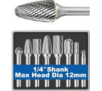 Sworker Juego de fresas de carburo de 14 pulgadas vástago de 8 piezas de amoladora de doble corte brocas de lima rotativa Metal soldadura de madera de hormigón pulido Porting desbarbado grabado