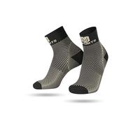 SWORTS Vital Calcetines de compresión cortos, para fascitis plantar, espolón calcáneo, medias de compresión para hombre y mujer, negro y beige, M