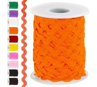Swpeet 1 Rollo 25 Metros Cinta de Borde de Onda Naranja, Cinta de Borde de Flecos para Coser, Cinta de Tela para Envolver, Cinta de Encaje para Envoltorios de Regalo, Costura, Manualidades, Ropa