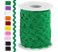 Swpeet 1 rollo de cinta verde de 22,9 m de largo para borde con volantes ondulados, embalaje de regalo, suministros de costura, manualidades, ropa, embalaje de regalo, fiesta