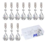 Swpeet 10 piezas de pesas para mantel con calabaza con kit de 10 piezas de clip metálico, pesas para mantel con colgante de cristal en forma de lágrima para mesas de picnic