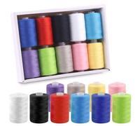 Swpeet 10 piezas hilos multiusos de 1000 yardas de colores arcoíris con kit de agujas de coser, prácticos hilos de coser de poliéster, hilo de bordar, juego de enhebradores de agujas de coser a mano