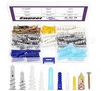 Swpeet 100 anclajes de pared de plástico de 9 estilos de anclajes de pared huecos, kit surtido de anclajes de paneles de yeso, anclajes autoperforantes para colgar, sin agujero previo al taladro