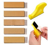 Swpeet 100 hojas de aproximadamente 3.5 x 1 pulgada, kit de microlijadora, lijadora de microdetalles, herramientas de lijado con mango de detalle con 100 piezas de papel de lija, grano 80, 120, 180,