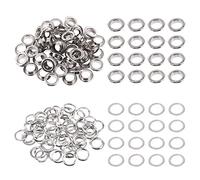 Swpeet 100 piezas - 50 juegos de ojales plateados de 10 mm de agujero de metal grueso, juego de ojales, ojales de metal, kit de ojales para reparación de lienzos, cuero, cortinas
