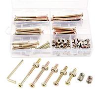 Swpeet 100 piezas Tornillos de hardware de cuna, galvanizado M6 × 40/50/60/70/80 mm Hex Socket Head Cap Cuna perno de cama de bebé y tuercas de barril con 1 x llave Allen Perfecto para muebles, cunas