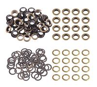 Swpeet 100 unidades - 50 juegos de 2/5 pulgadas (10 mm), ojales de bronce con agujeros, ojales de metal gruesos, kit de ojales de metal, ojales para reparar lienzos, cuero, cortinas
