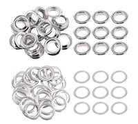 Swpeet 100 Unidades - 50 Juegos de Ojales de Metal Gruesos 3/5 Pulgadas (17 mm) para Reparar Lona, Cuero, Cortinas