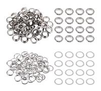 Swpeet 100 Unidades - 50 Juegos de Ojales de Metal Gruesos de 1/2 Pulgadas (12 mm) para Reparar Lienzos, Cuero, Cortinas