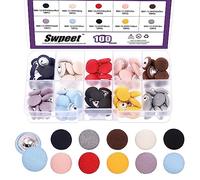 Swpeet 100 unidades de 10 colores de tela de 12,5 mm cubierto de metal con botones redondos, perfecto para vestido de novia de boda, blusa de satén, vestido de baile y vestido formal