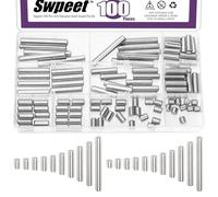 Swpeet 100Pcs 11Sizes M6 304 acero inoxidable Doble Pin Kit de la variedad, estante cilíndrico soporte Peg Pin Rod elementos de sujeción para el mantenimiento y la conexión (con una caja)