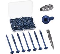 Swpeet 100Pcs 5 tamaños # 8 × 2 "Tornillos de agujero de bolsillo con kit de selección de bits de accionamiento de 1Pc, Tornillos de madera de rosca gruesa, Auto-roscado, Drive cuadrado