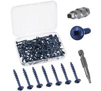 Swpeet 100Pcs # 8 × 1-1/4 "Tornillos de agujero de bolsillo con kit de sorteo de bits de accionamiento de 1Pc, Tornillos de madera de rosca gruesa, Auto-roscado, Drive cuadrado, Tornillos de agujero