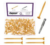 Swpeet 101 tornillos de cubierta caqui #8 x 2 con kit surtido de brocas T25 Star Torx Drive tornillos de cabeza plana, resistentes a la corrosión, tornillos de madera exteriores con revestimiento de