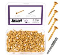 Swpeet 101pcs #8 x 1-1/2" Caki tornillos de cubierta con T25 Star Bit Kit de la gama, T25 Star Torx Drive tornillos de cabeza plana resistente al óxido, cerámica externa revestida tornillo de madera