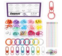 Swpeet 102 cierres giratorios de pinza de langosta de 8 colores con clips de llavero en forma de O, anillos abiertos y cadenas de bolas, kit surtido de mosquetones de metal para conectar y hacer