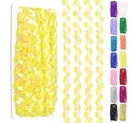 Swpeet 11 Yards 0.6Inch amarillo onda lentejuelas trenza recorte tira, plano brillo lentejuelas trenza recorte, cuentas cinta de encaje, Paillette cinta para coser ropa, decoración, artesanías