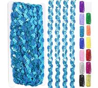 Swpeet 11 Yards 0.6Inch Lago azul onda lentejuelas trenza recorte tira, plano brillo lentejuelas trenza recorte, cuentas cinta de encaje, cinta de de paillette para coser ropa, decoración, artesanías