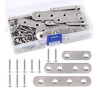 Swpeet 115 piezas de placa de unión de metal y tornillos, 37 x 16 mm, plano y recto, 5080100, acero inoxidable, color plateado