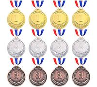 Swpeet 12 medallas de Metal Dorado y Bronce con Cinta, medallas ganadoras de Estilo olímpico para Eventos Infantiles, aulas, Juegos de Oficina y Deportes, 1er 2º 3er Lugar (medallas de Premio, 12