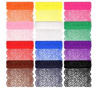 Swpeet 12 Rollos 1 Yarda por 7 pulgadas de ancho Colores mixtos Tela de encaje estirable elástico, recorte de encaje elástico, cinta de coser para prendas de vestir, bandas, ramo de boda