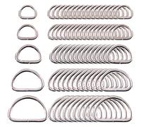swpeet 120 pcs varios multiusos Metal D anillo semicircular D anillo para Hardware bolsas de mano DIY accesorios - 1/2 ", 5/8", 3/4 ", 1", 5/4)
