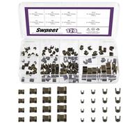 Swpeet 120 Piezas Juego de Retenedores para Cremalleras #3#5#8#10 Bronce, Topes Superiores en Forma de U y Topes Inferiores en Forma de H, Set de Reparación para Cremalleras, para Topes de