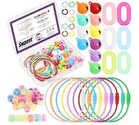 Swpeet 120Pcs Colores Mixtos Accesorios de Joyax Bricolage, y Compris Perle de Cube d'alfabet, Anillo de Enlace, Llavero en Hilo, Reloj Jingle y Anillo de Salto Abierto