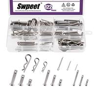 Swpeet 122pcs 304 Acero inoxidable M4 M6 M8 Pasador de horquilla con M1.5 M2 M3 Acero chapado en zinc Pasador de chaveta y clips Fijador de enganche Clips de fijación Agujero de montaje Pin
