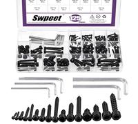 Swpeet 125Pcs 16 Tamaños M2 M3 M4 M5 M6 304 Acero Inoxidable Plata Hex Tap Cap Tornillos de Auto-roscado Con 5 Tamaños Hex Key Key Assortment Kit