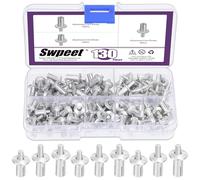 Swpeet 130 remaches de núcleo de aluminio M5 de 3 tamaños, 7 mm, 9 mm, 11 mm con cabeza redonda, kit surtido de remaches para hogares mecánicos