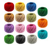 Swpeet 15 cuerdas de yute con 15 colores de 2 mm y 3 capas de yute natural para embalaje de regalo, colgar plantas, obras de arte, manualidades, exhibición de imágenes y adornos y decoración de árbol