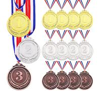 Swpeet 15 medallas ganadoras de oro y plata y bronce, 1er segundo y tercer premio con cinta para el cuello, premios de medallas de estilo olímpico para competiciones, decoraciones de fiestas y premios