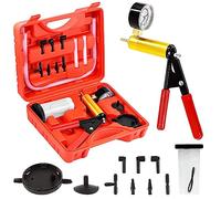 Swpeet 15 Piezas - 1 Juego de combinación de Aspirador de Freno de Bomba de vacío de Dos en uno Rojo, Herramienta de Sangrado del Sistema de frenado Bomba de vacío Manual con adaptadores