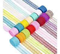 Swpeet 15 rollos en total 165 yardas de 4,5 cm x 11 yardas, cinta de encaje colorida con patrón floral bilateral, cinta de encaje vintage para decoración, envoltura de regalos