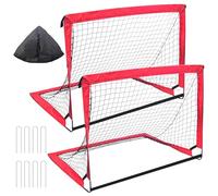 Swpeet 15pcs 4x3 Ft Football portería Mini portería con Bolsos, Conexiones en Forma de l, Postes de Fibra de Vidrio y Clavos en el Suelo, Equipos de Entrenamiento de fútbol Deportivo