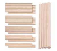 Swpeet 160 varillas OD de 1/8 pulgadas, 3/16 pulgadas, 1/4 pulgadas, 5/16 pulgadas, kit surtido de varillas de madera para manualidades, clavija sin terminar pequeños palos redondos de madera dura