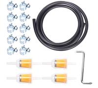 Swpeet 16Pcs 1/4 Inch ID Conjunto de línea de combustible, 2 metros-6.5 pies de longitud Manguera de línea de combustible negra con filtros de combustible, 10Pcs zincado Mini línea de inyección