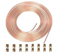 Swpeet 17 piezas con revestimiento de cobre de 25 pies 3/16 pulgadas kit de tubería de freno, incluidos 16 accesorios, freno de reemplazo completo o tubería de combustible, fácil de doblar