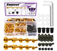 Swpeet 177Pcs Kit de Kit de Pernos de 2 Tamaños M5 M6, Juego de Tornillos para Carenado de Moto, Tornillos de Parabrisas de Moto Deportiva, Pernos de Carenado para Todos los Modelos y Años de Motos