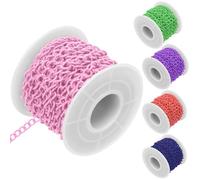Swpeet 1Roll 5m / 16.4Feet Cadenas cubanas de borde rosa con kit de bobina, Cadenas de cable de enlace de borde torcido, Cadenas de joyería de pulsera de collar, Extensión de cadena torcida